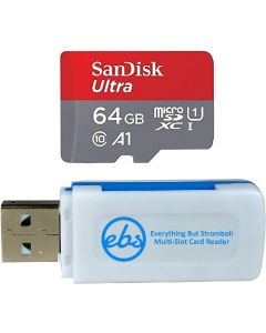 SanDisk 64GB SDXC Micro Ultra Memory Card Bundle Works with Motorola Moto G6, G6 Play, G6 Plus, G6+ (SDSQUAR-064G-GN6MN) Plus (1) Everything But Stromboli (TM) Combo Card Reader